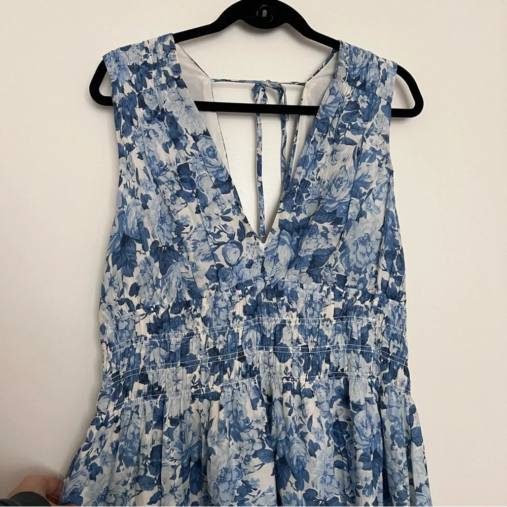 Abercrombie Crinkle Textured Smocked Waist Maxi Dress Size XL Tall